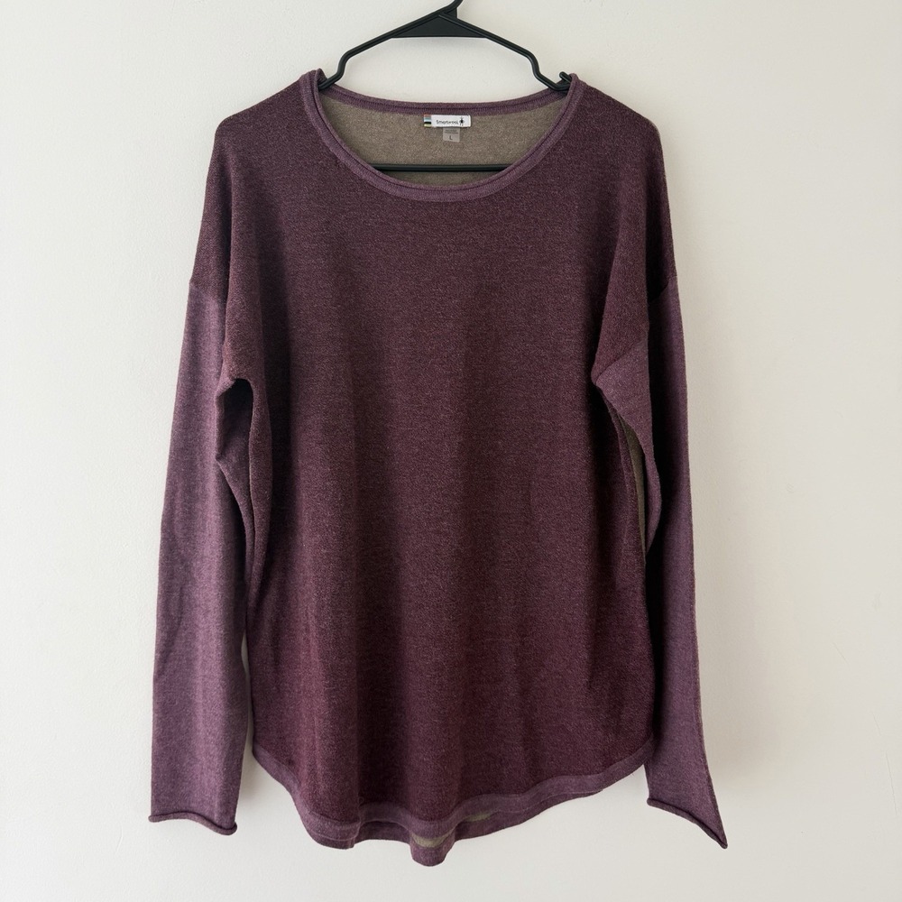 Smartwool Women's Sweater L Purple Wool Blend Long Sleeve Baselayer Outdoors